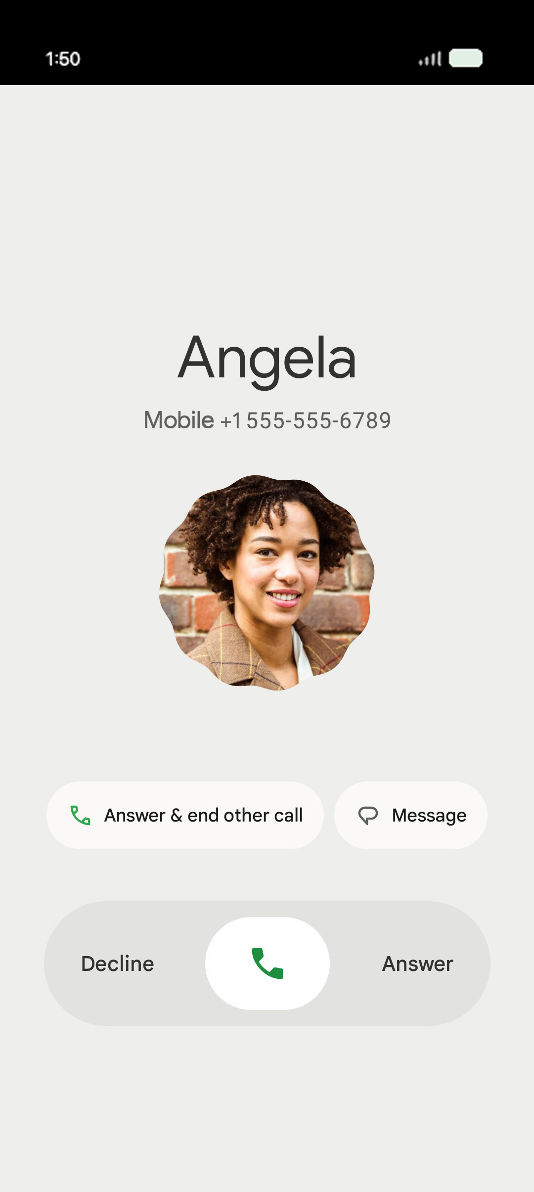 From an ongoing call, swipe right to answer.