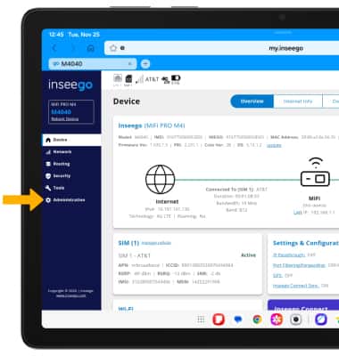 Inseego MiFi PRO M4 - Versión de software - AT&T