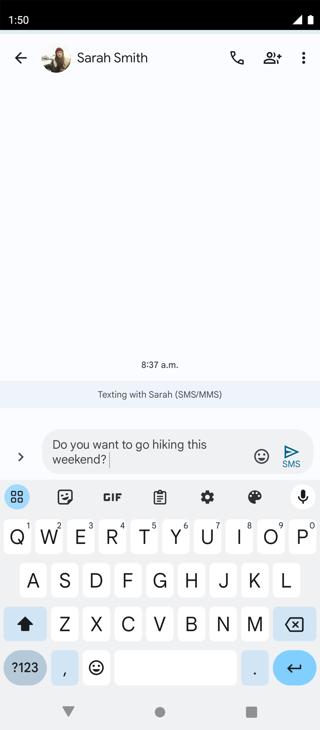 From a composed message, tap the Contacts icon.