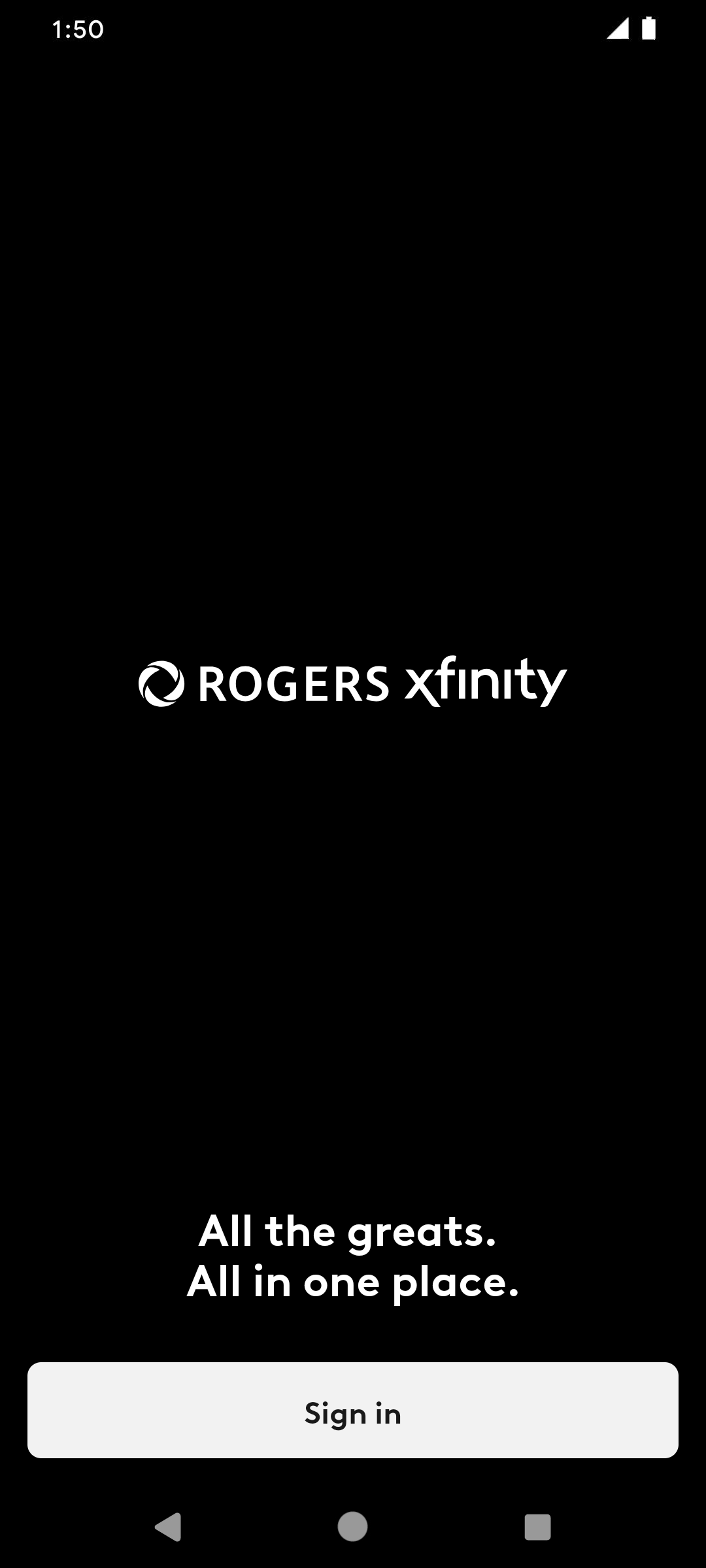 From the Rogers Xfinity Stream app sign in screen, tap Sign in.