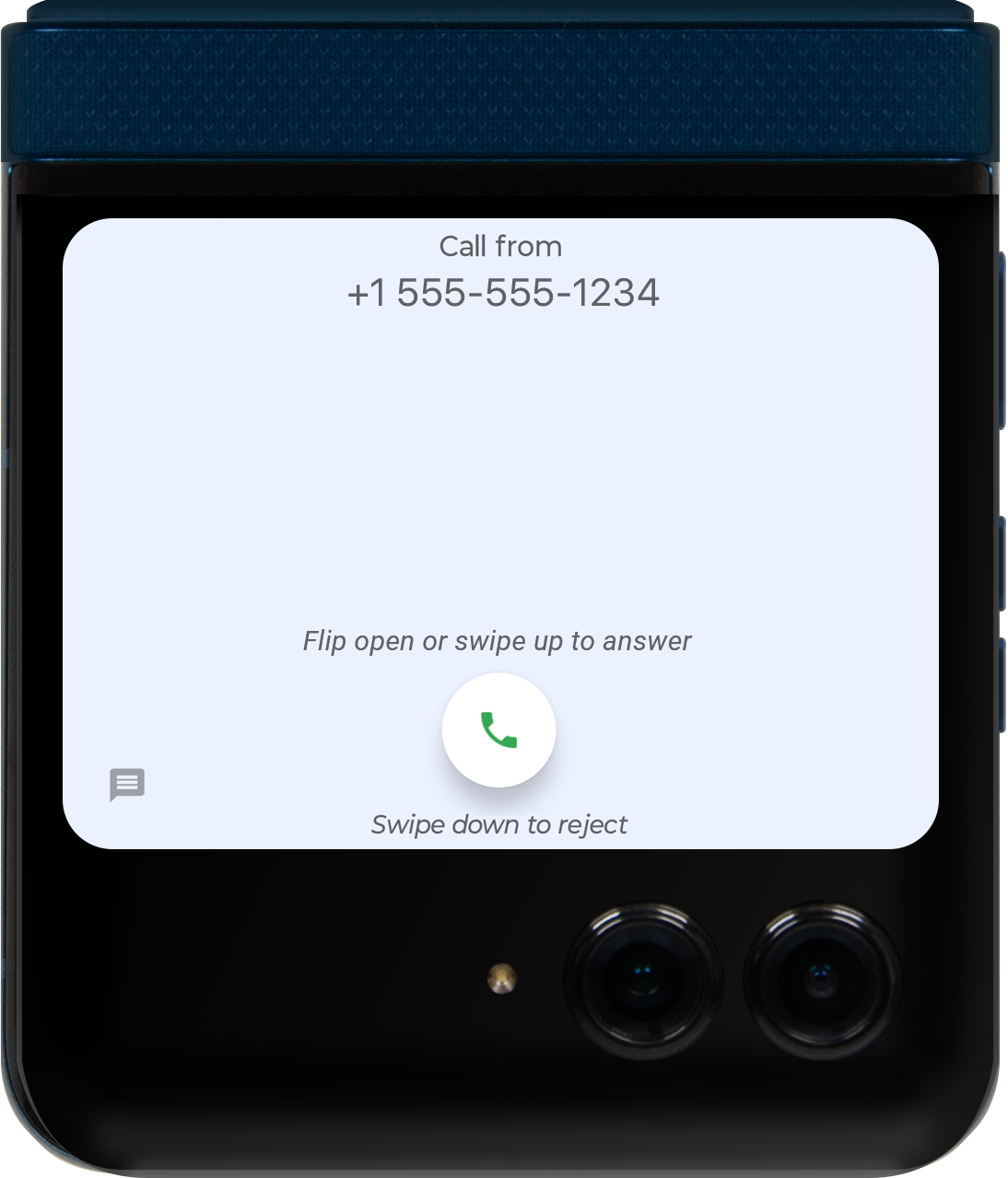 From an incoming call, swipe up on the Answer icon.