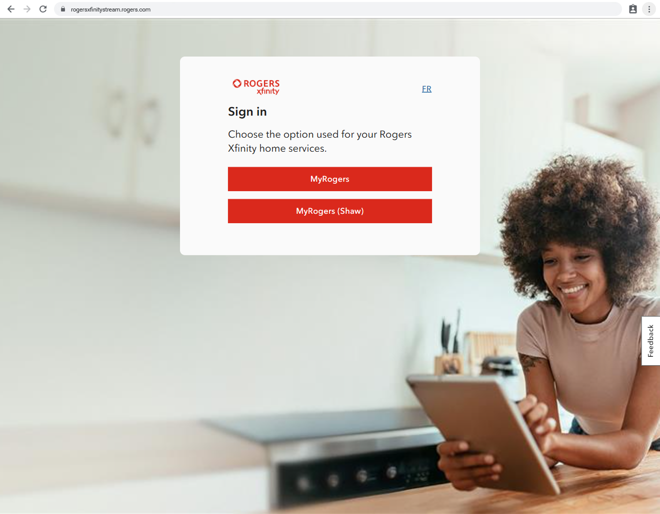 From the Rogers Xfinity Stream sign in page, select the account type ...