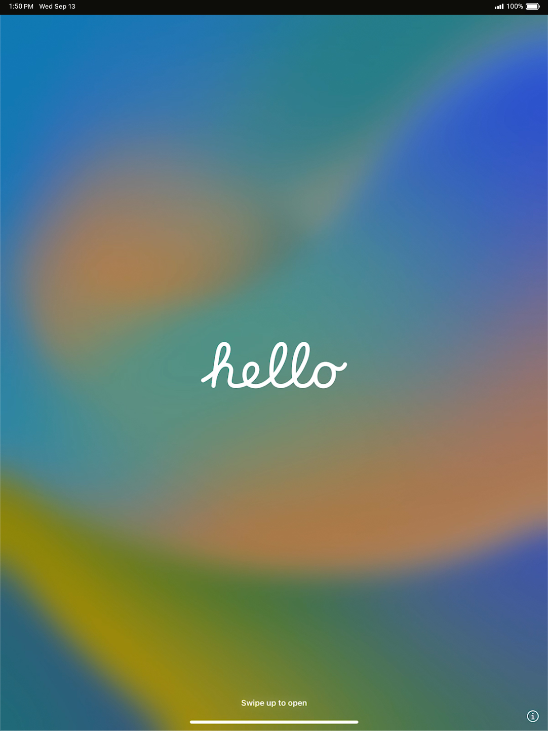 Hello Ios Setup Hold the Top button to turn on your iPad, and then swipe up from the ...