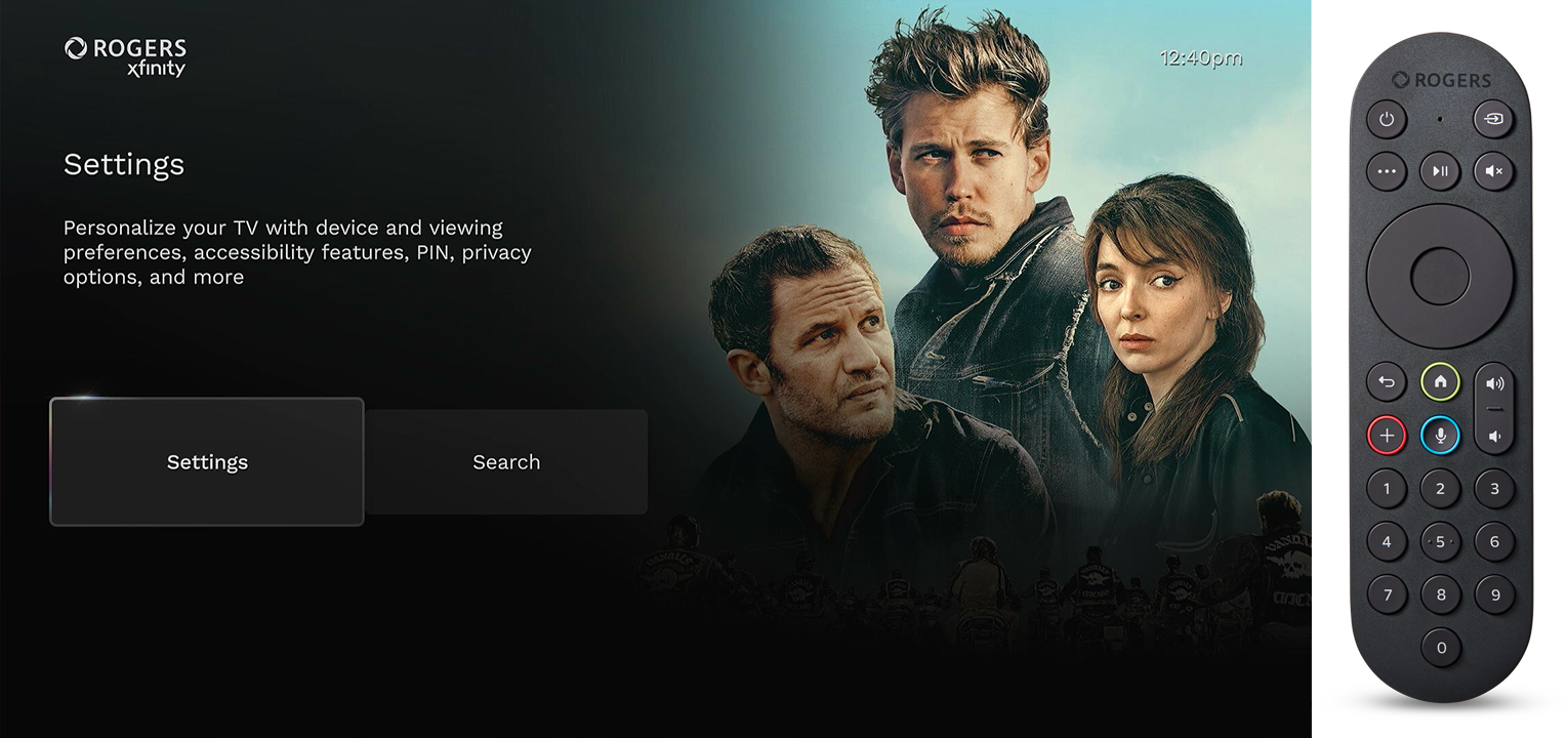 From the Rogers Xfinity Stream Box home screen, navigate to Settings ...